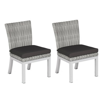 Argento 2pk Outdoor Resin Wicker Side Chairs - Black - Oxford Garden