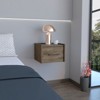 TIRAMISUBEST Dark Brown Floating Nightstand with Handy Drawer, Space-Saving Design for Rustic Bedrooms - 3 of 4