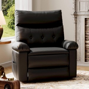 Coucheta Recliner Chair - PU Leather Manual Recliner for Adults, Overstuffed Comfort for Arms and Back, for Living Room and Bedroom - 1 of 4