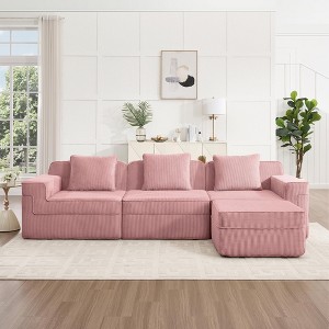 VASIP Modular Boneless Cloud Sectional Sofa  3-Seat with Deep Seat and Pillows,Modern Corduroy Fabric for Living Room,Camel - 1 of 4
