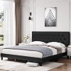 Adjustable Bed Frame with Button Tufted Headboard and Nailhead Trim, Strong Wooden Slat Support, Non-Slip, Noise-Free, No Box Spring Needed. - 3 of 4