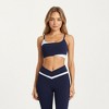 Anna-Kaci Active Women's Asymmetrical Neck Colorblock Sports Bra with Strap Design and Stretch Fit Fabric - 2 of 4