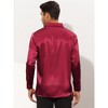 Lars Amadeus Men's Solid Color Point Collar Long Sleeve Button Down Prom Satin Shirts - 3 of 4