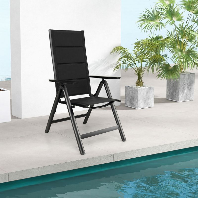 Tangkula Set of 2 Patio Folding Chairs Lightweight Outdoor Dining Chairs w/ Padded Seat, 3 of 11
