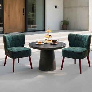 Mid Century Modern Wingback Accent Chair, Small Linen Upholstered Living Room Chairs with Thick Cushion & Rubberwood Leg for Bedroom Apartment - 1 of 4