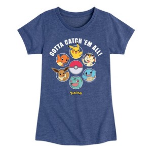 Girls' - Pokémon - Gotta Catch Em All Design Fitted Short Sleeve Graphic T-Shirt - 1 of 4