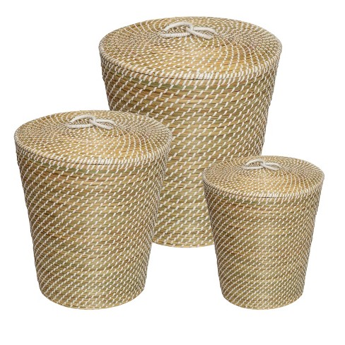 Honey-Can-Do Set of 3 Wicker Storage Nesting Baskets with Handles