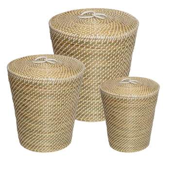 Honey-Can-Do Set of 3 Nesting Seagrass Snake Charmer's Baskets Natural