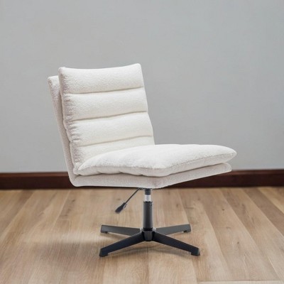 Zeus & Ruta 22.83 in.W Swivel Accent Chair Cross Legged Office Chair with Adjustable Armless