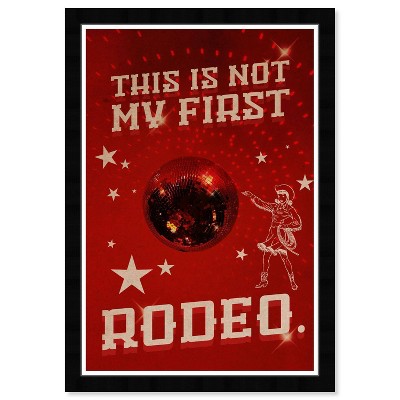 15" x 21" Not My First Rodeo II Typography Framed Wall Art Print Red - Wynwood Studio