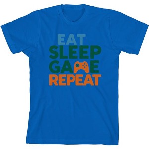 "Eat, Sleep, Game, Repeat" Youth Crew Neck Short Sleeve Tee - 1 of 2