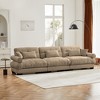 Aukfa Camel Velvet Large  Sofa with Bolster Armrests, Waist & Throw Pillows – Modern Couch for Living Room, Bedroom or Office - 3 of 4