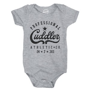 Professional Cuddler Baby Bodysuit Funny Sarcastic Graphic Novelty Jumper For Infants - Crazy Dog Baby Bodysuit - 1 of 4