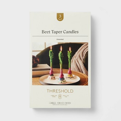 3pk Beet Taper Candle Set - Threshold™