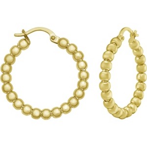 14k Yellow Gold 3mm Bead Hoop Earrings - 1 of 4