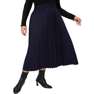 Coolmee Womens Plus Size Maxi Skirt Long Shirring Pleated Skirts Elastic High Waisted A Line Skirts - 1 of 4