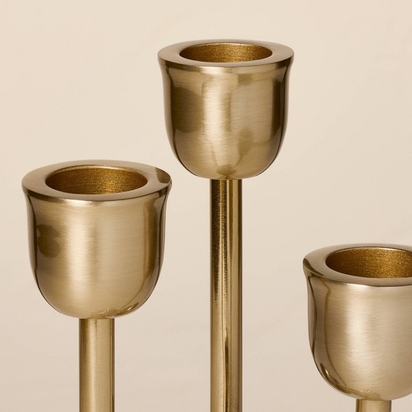 Candelabro de latón para velas cónicas 3 piezas 9.5"x4" - Hearth & Hand™ with Magnolia 3