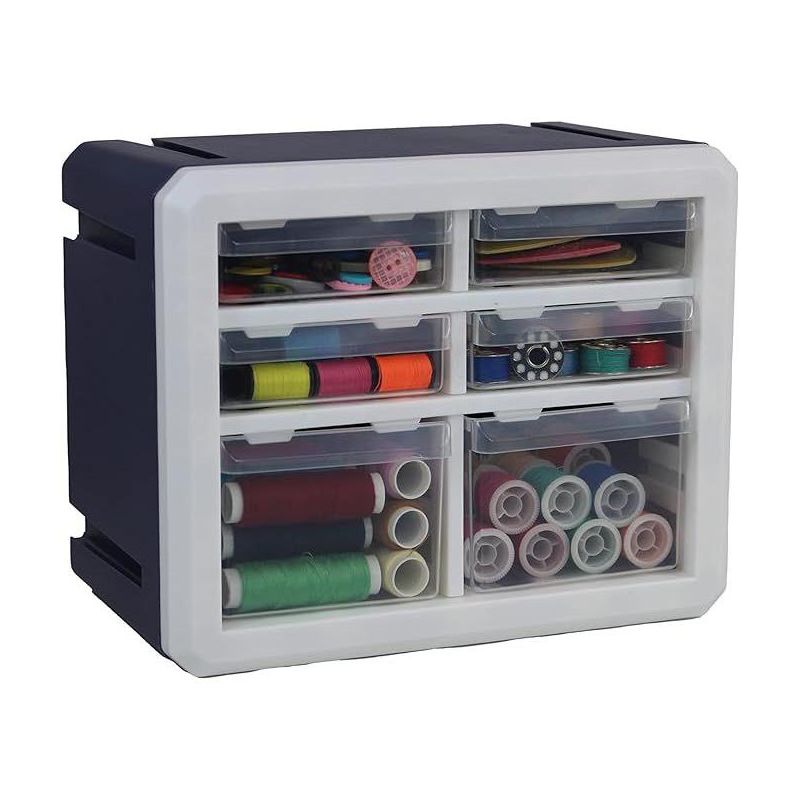 Bins & Things Mini Desk Craft Organizer 6 Small Drawers with Removable Dividers, White, 1 of 2