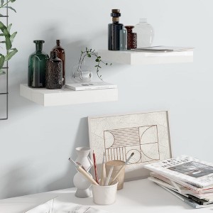 Wall Shelf Set of 2 High gloss white Honeycomb MDF, metal Small - 1 of 4
