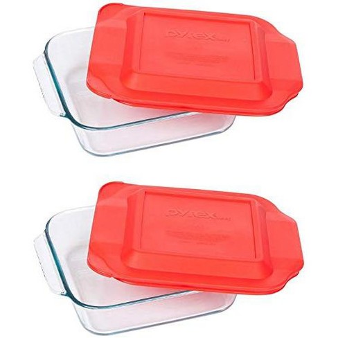 Pyrex Easy Grab 4-Piece Glass Baking Dish Set with Lids, 2-Qt