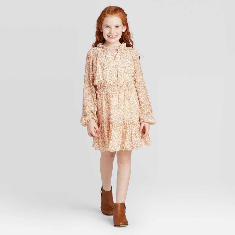 Girls' Smocked Ruffle Dress - art class Orange XL was $18.99 now $13.29 (30.0% off)