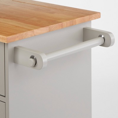 Gray MDF Kitchen Cart with Spice Rack and Storage