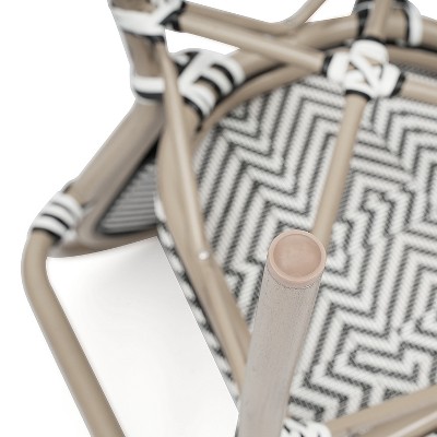 Set of Four Black and White Bistro Chairs with Bamboo Metal Frame