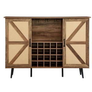 Bella Depot 55.11''W Faux Rattan Barn Door Wine Cabinet - 1 of 4