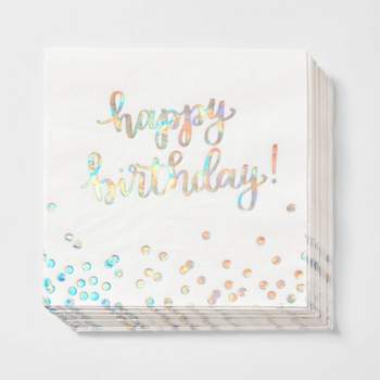 30ct Lunch Napkins 'Happy Birthday' Iridescent - Spritz™