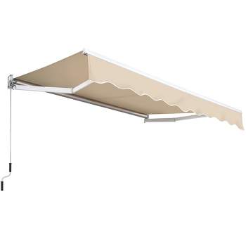 Yaheetech Retractable Awning Outdoor Sun Shade Garden Shelter Manual Adjustable with Protection Coating and Hand Crank