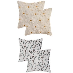 REGALWOVEN 4 Pcs Floral Pattern Soft Comfort Throw Pillow Covers 18" x 18" - 1 of 4