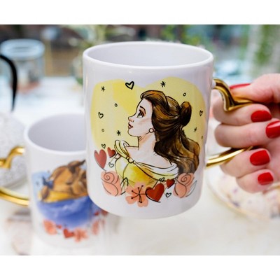 Disney Beauty and the Beast Ceramic Mug Set with Heart Handles