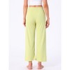 INSPIRE CHIC Women's Wide Leg High Waist Ribbed Knit Casual Bottoms Drawstring Palazzo Pants - 4 of 4
