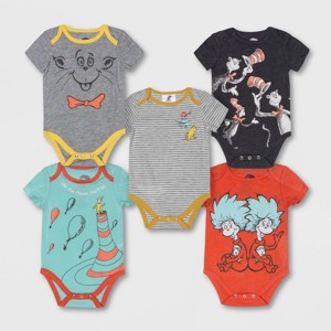 Baby Boys' 5pk Dr. Seuss Knit Short Sleeve Bodysuit - 1 of 4
