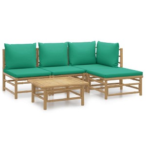 vidaXL Garden Lounge Set Natural Bamboo, Green Bamboo, Polyester Medium - 1 of 4