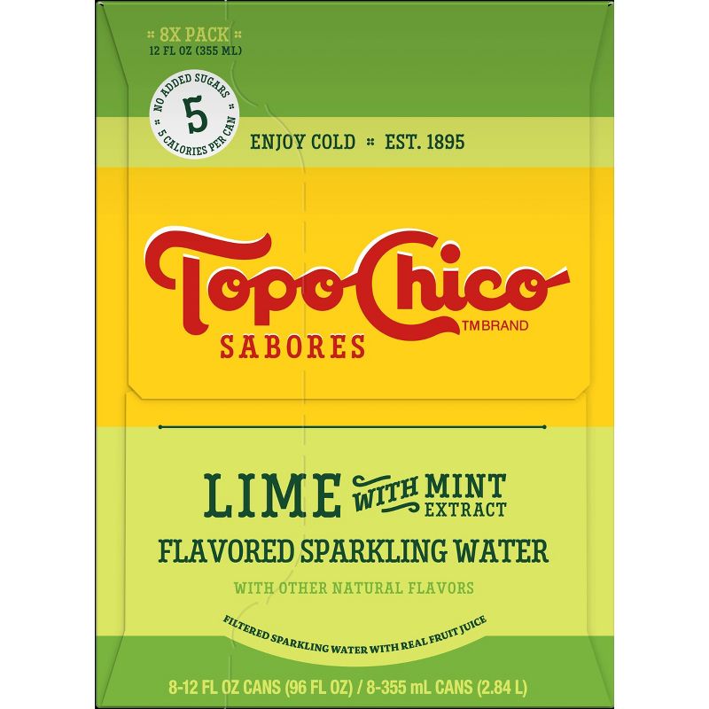 Topo Chico Sabores Lime Mint Sparkling Water - 8pk/12 fl oz Cans, 3 of 5