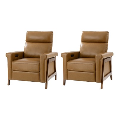Set of 2 Camilo 32.75 Wide Genuine Leather Power Recliner | Artful Living Design