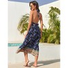 Women's Summer Boho Sleeveless Dress Floral Print Deep V Neck Backless Dress Adjustable Tie Beach Flowy Maxi Dress - 4 of 4