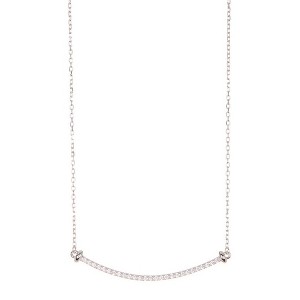Adornia Rhodium Plated Crystal Curved Bar Necklace - 1 of 3