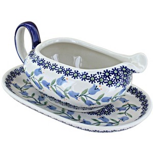 Blue Rose Polish Pottery S119 Manufaktura Gravy Boat & Plate - 1 of 1