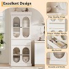 70" White Tall Storage Cabinet - Modern Pantry Storage Solution with Oval Glass Doors & Adjustable Shelves for Kitchen, Living Room - 4 of 4
