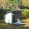 Gulches Pet Houses - Portable Outdoor Dog House with Wheels and Dual Bowls, White & Gray - 2 of 4