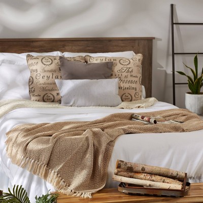 Aqua Diamond Weave 50"x60" Cotton Throw with Fringe
