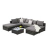 8 Pieces Outdoor Patio Sectional Sofa Couch Wicker Furniture Conversation Sets with Washable Cushions and Glass Coffee Table - 2 of 4