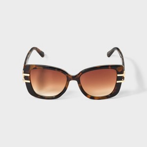 Women's Tortoise Shell Oversized Butterfly with Metal Temple Decor Sunglasses - A New Day™ Brown - 1 of 2