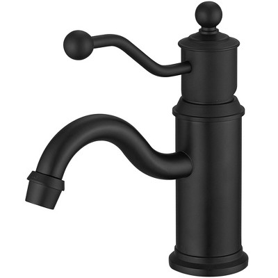 BWE Single Hole Single-Handle Bathroom Faucet Vanity Sink Basin Mixer Tap Antique in Matte Black