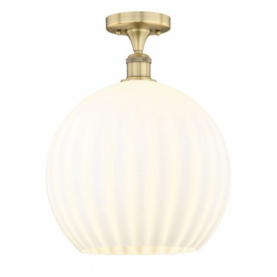 White Venetian - 1 Light Semi-Flush Mount In Modern Style-16.75 Inches Tall and 13.75 Inches Wide