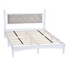 NicBex Full Size Wood Bed Frame with Upholstered Headboard,Wood Slat Support,Large Under Bed Storage,White - 2 of 4