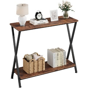 Narrow Console Table, 33" Wide Behind Couch Table, 2 Tier Entryway Tables with Storage Shelf for Living Room - 1 of 4