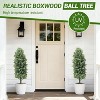 2Pcs Artificial Boxwood Plants with Ground Spikes, Outdoor Faux Topiary Tree, UV Resistant Shrubs for Garden Patio Porch Yard Decor - 4 of 4